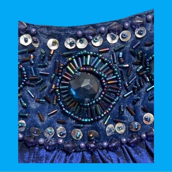 R&M Richard’s Royal Blue Mermaid Formal Gown with Sequin Neckline, Sz 14P - Picture 5 of 6